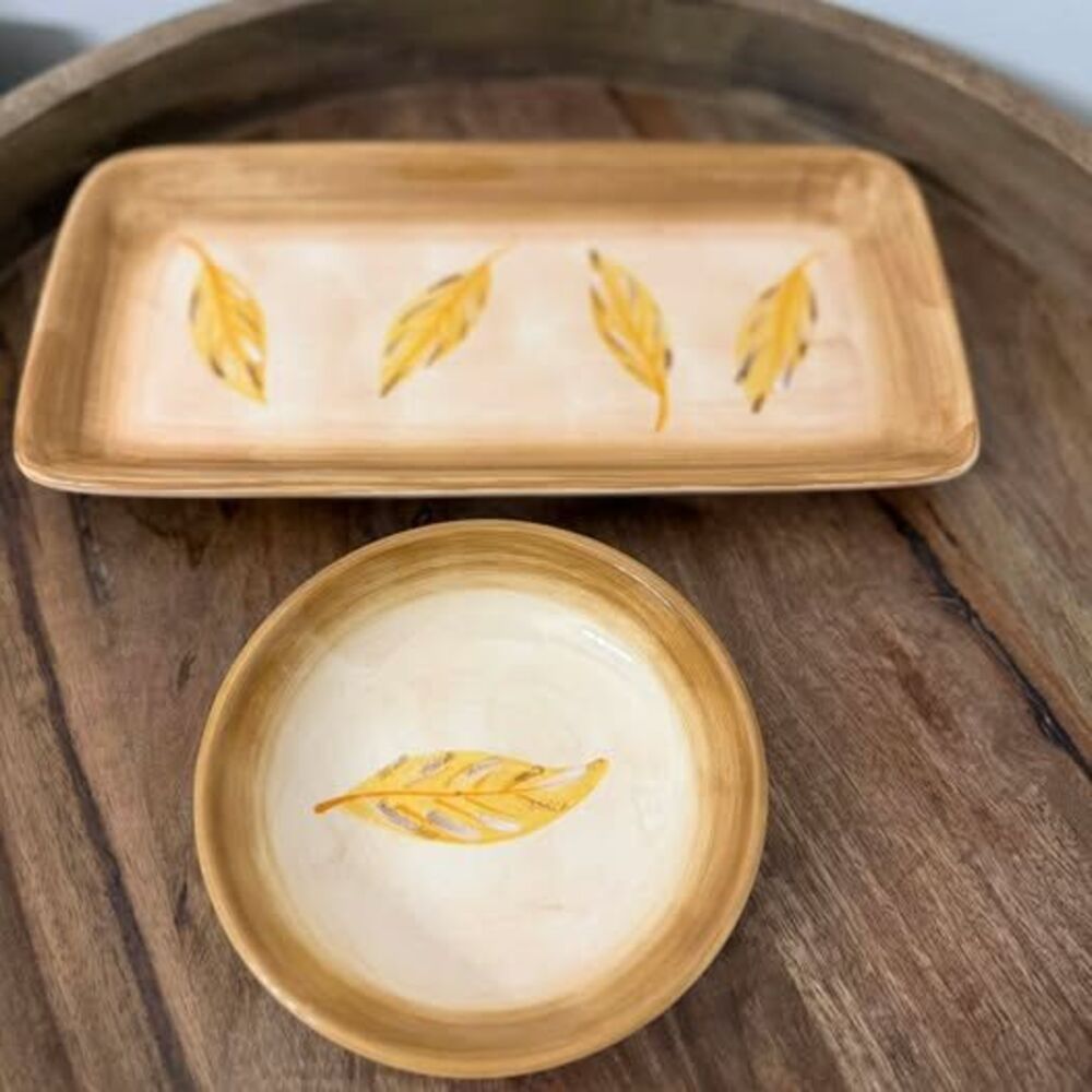Morning Rooster Hand Painted Collection Tray and Bowl